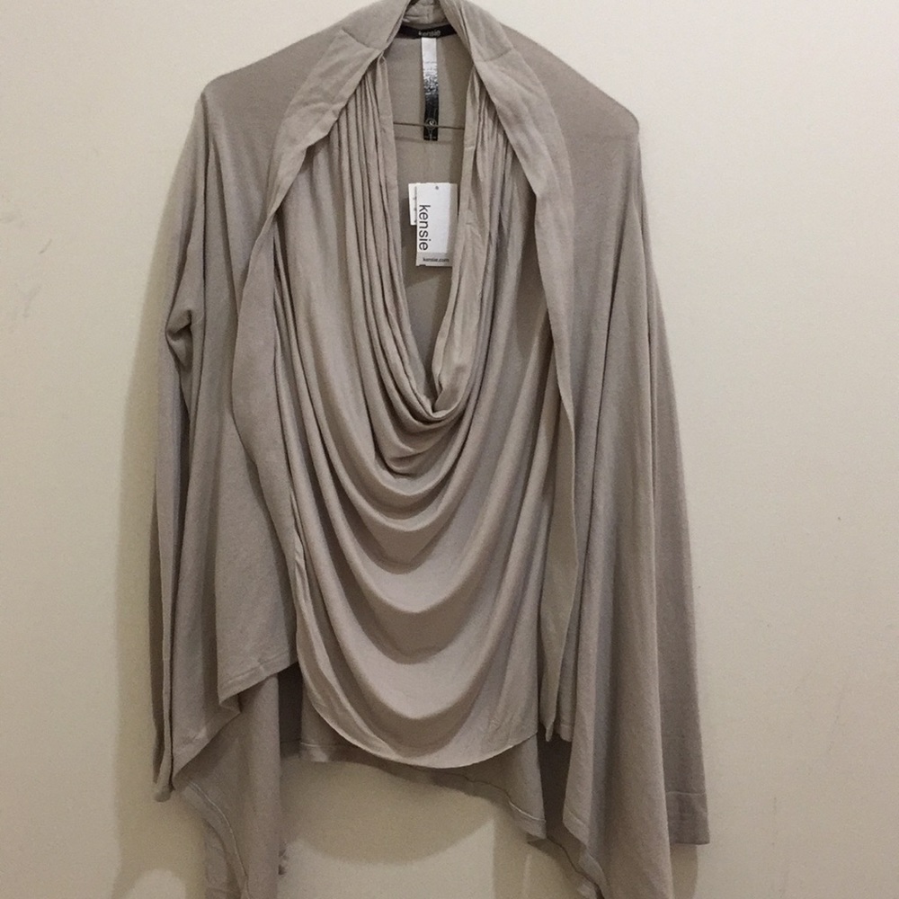 Kensie taupe draped top (sz s)